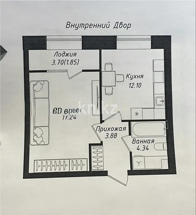 Продажа 1-комнатной квартиры, 40 м² в Астане