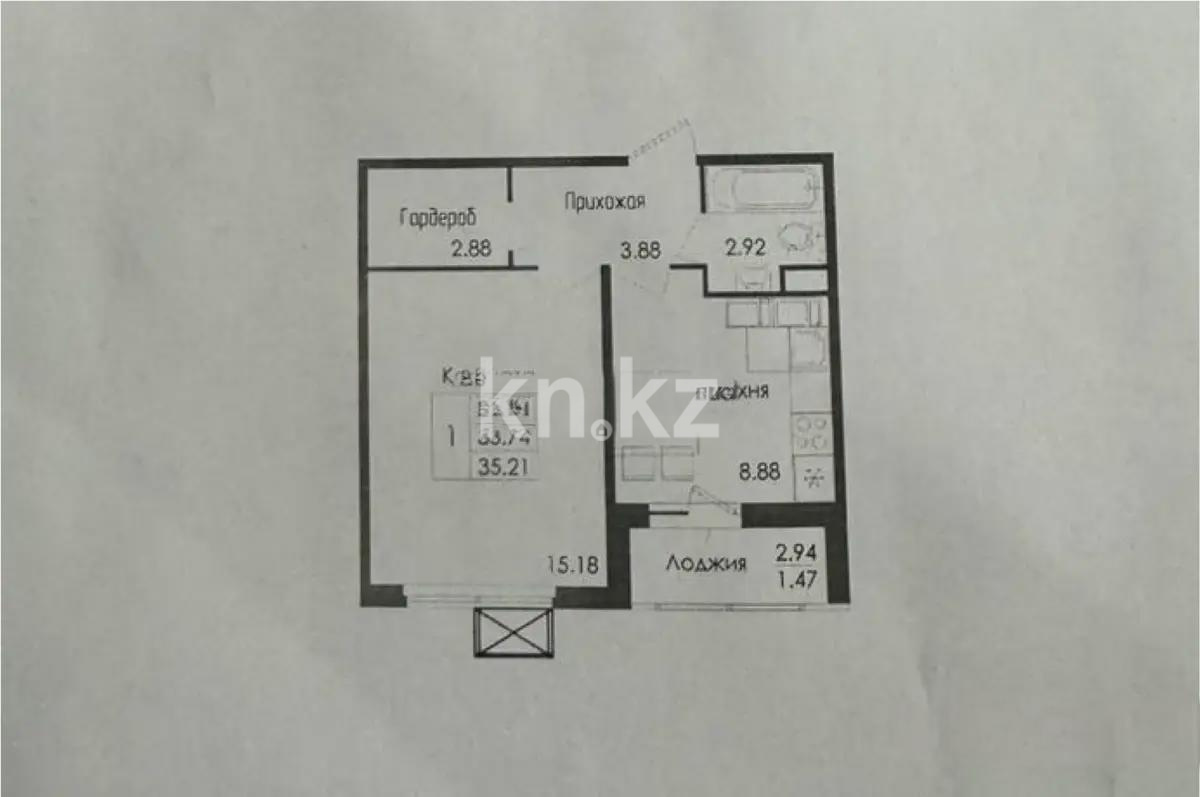 Продажа 1-комнатной квартиры, 36.21 м², ул. Е-117, дом  41 в Астане