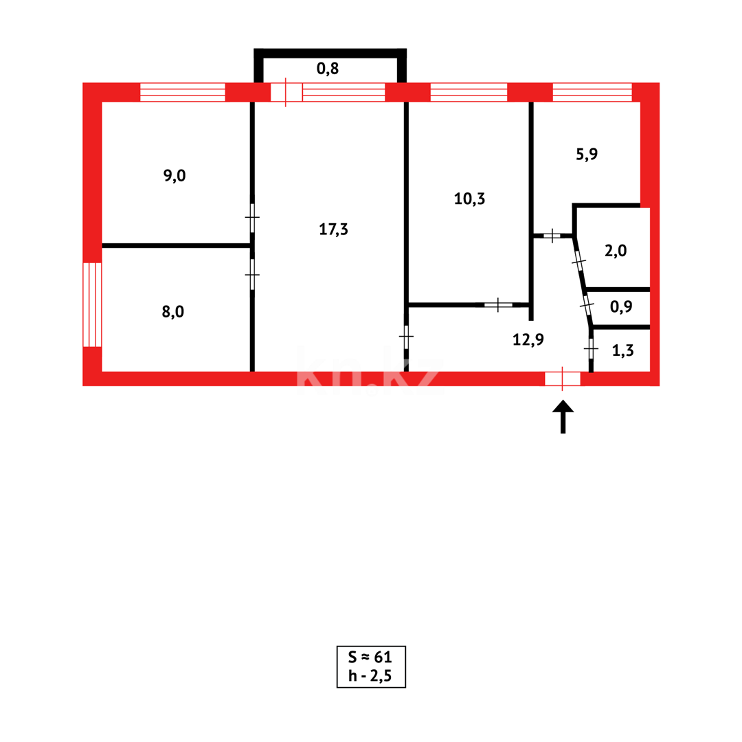 Продажа 4-комнатной квартиры, 61 м², 16 мкр. в Караганде - фото 14