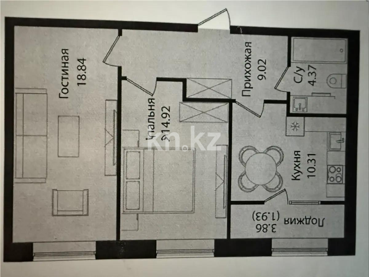 Продажа 2-комнатной квартиры, 59.6 м² в Астане