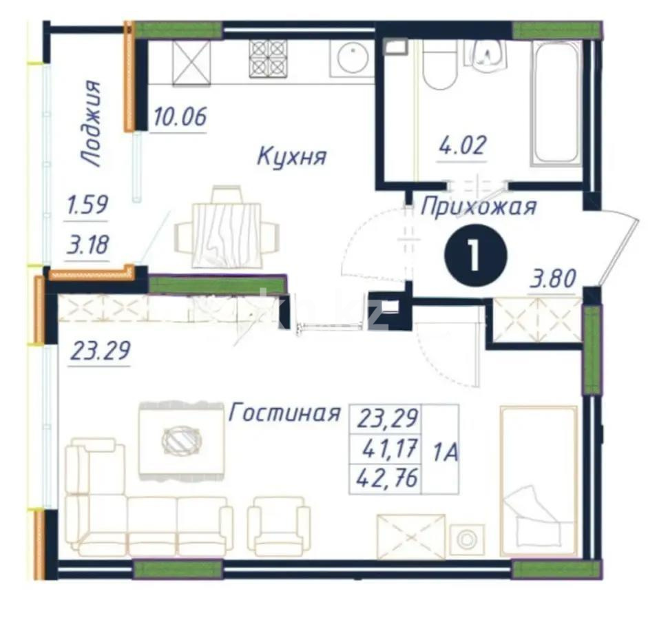 Продажа 1-комнатной квартиры, 45 м², ул. Байтурсынова, дом  16 стр в Астане - фото 4