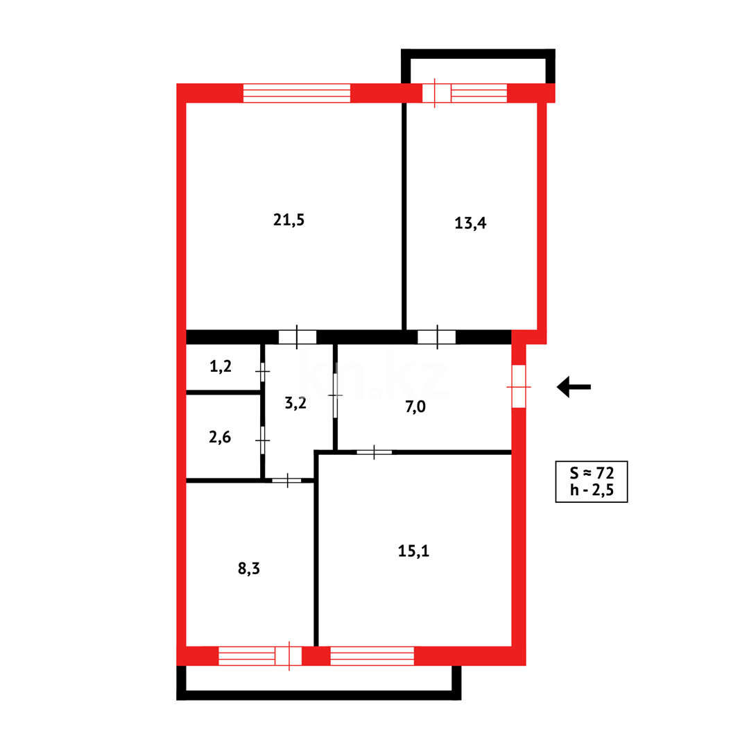 Продажа 3-комнатной квартиры, 73 м² в Темиртау - фото 12