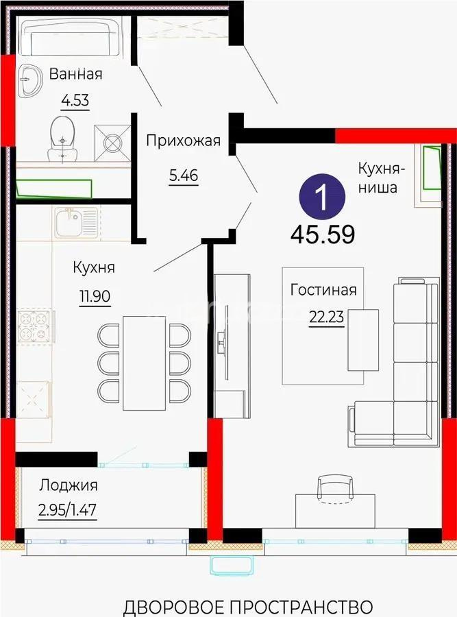 Продажа 1-комнатной квартиры, 45 м² в Астане - фото 3