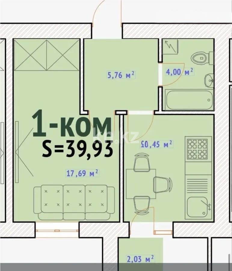 Продажа 1-комнатной квартиры, 39 м² в Астане