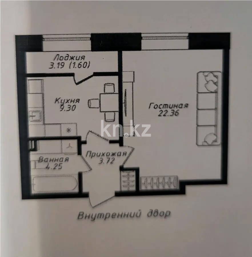 Продажа 1-комнатной квартиры, 41.23 м², ул. Молдагалиева, дом  6г в Астане