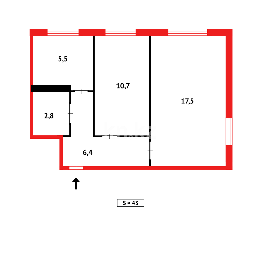 Продажа 2-комнатной квартиры, 43 м², ул. Абая в Темиртау - фото 8