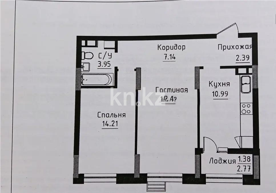 Продажа 2-комнатной квартиры, 59 м² в Астане