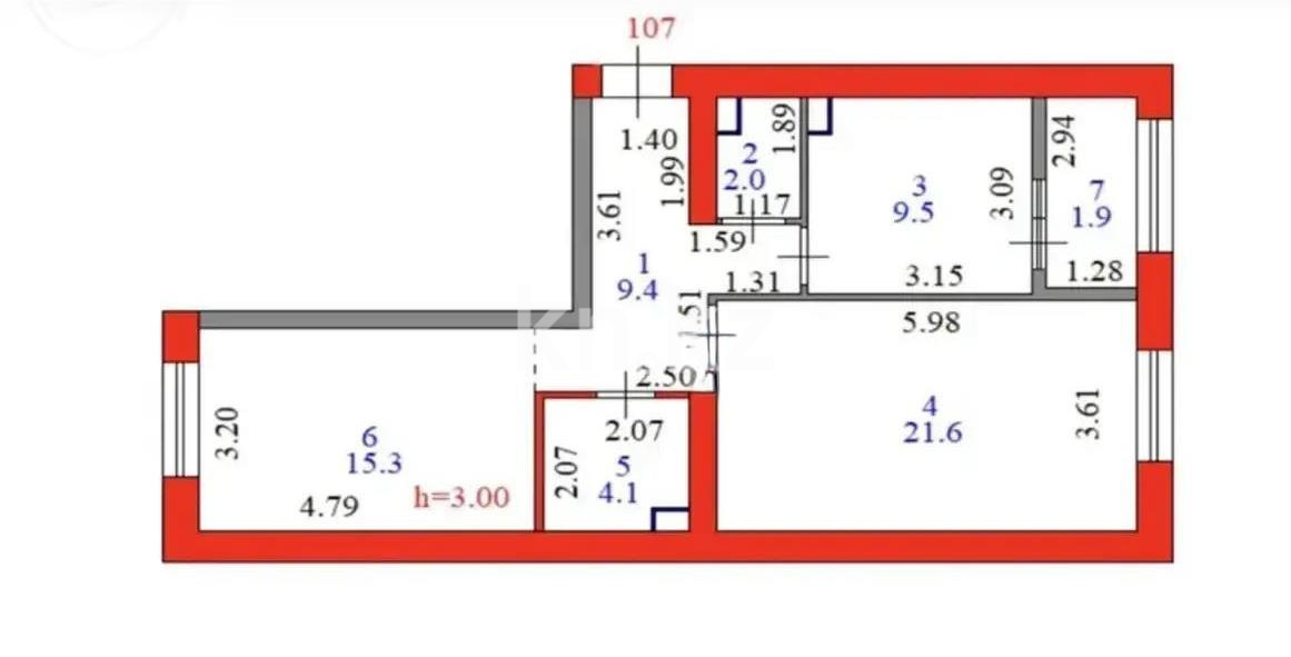 Продажа 2-комнатной квартиры, 63.33 м² в Астане