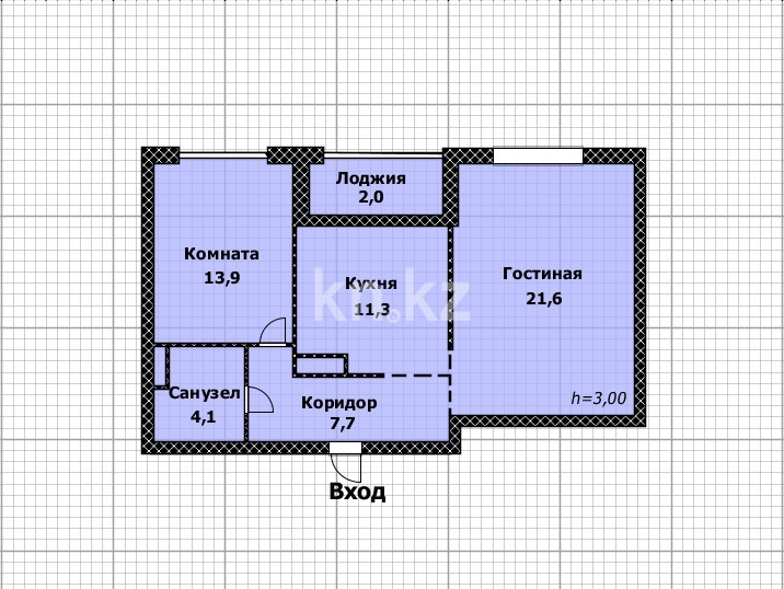 Продажа 2-комнатной квартиры, 60.6 м² в Астане