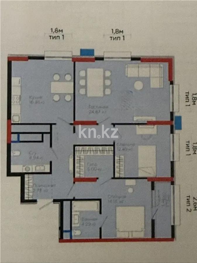 Продажа 3-комнатной квартиры, 98.2 м² в Астане