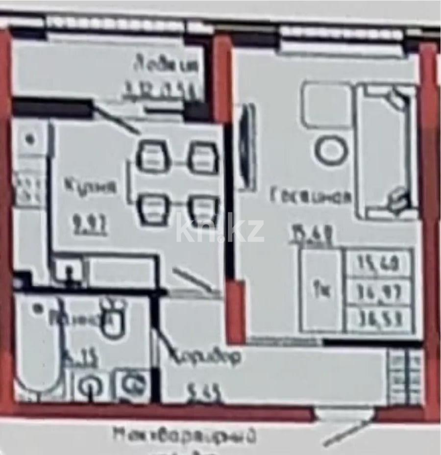 Продажа 1-комнатной квартиры, 36.6 м² в Астане
