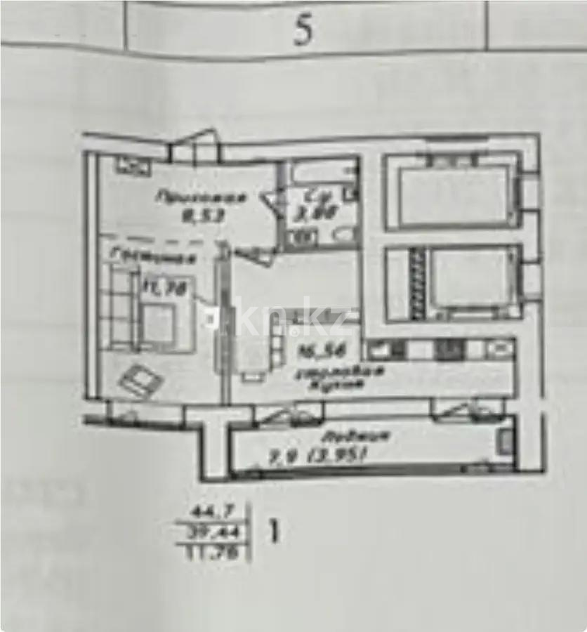 Продажа 1-комнатной квартиры, 44.7 м² в Астане