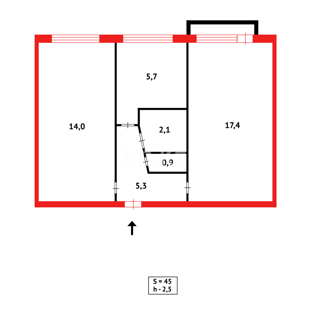 Продажа 2-комнатной квартиры, 45 м² в Караганде - фото 14