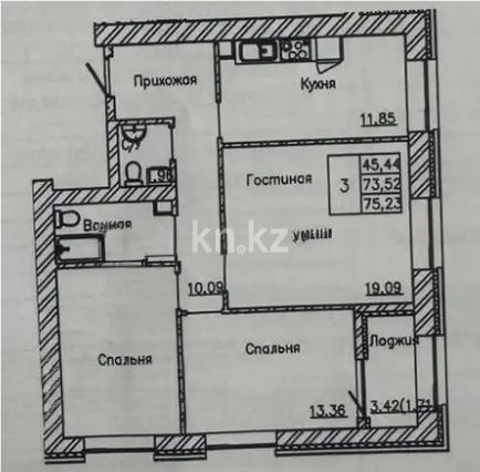 Продажа 3-комнатной квартиры, 76 м² в Астане