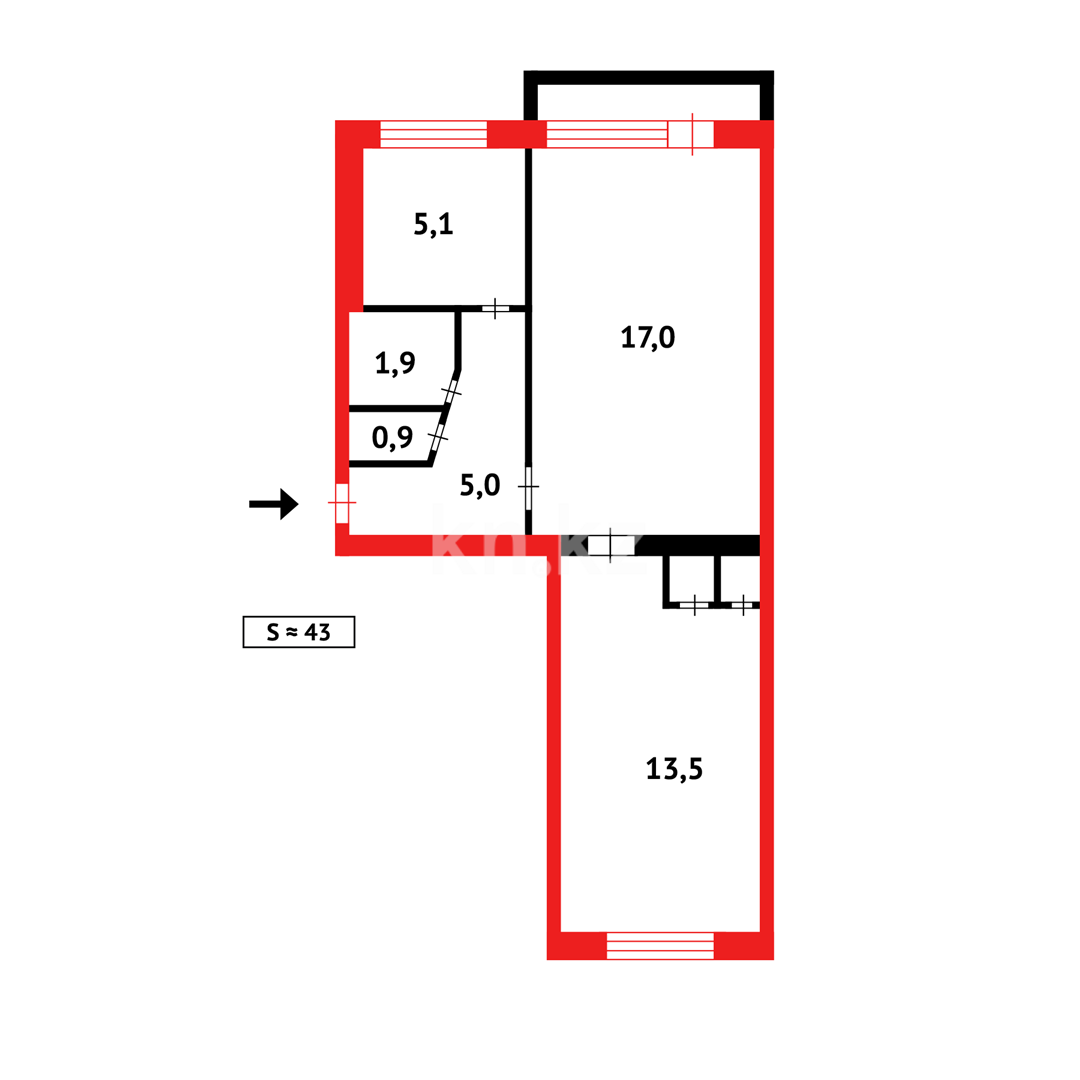Продажа 2-комнатной квартиры, 44 м² в Темиртау - фото 9