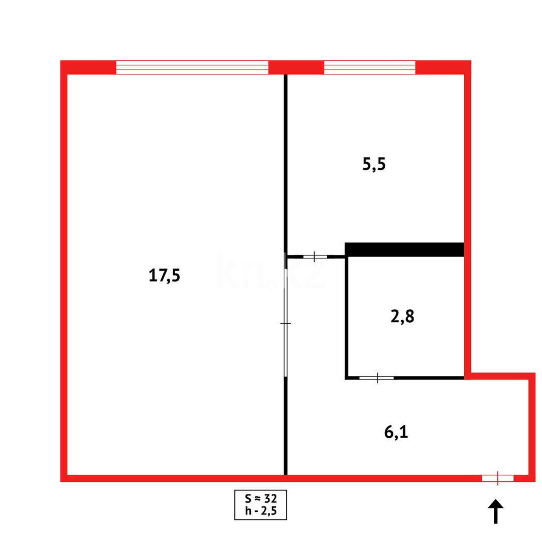 Продажа 1-комнатной квартиры, 32 м², ул. Ержанова, дом  30 в Караганде - фото 8