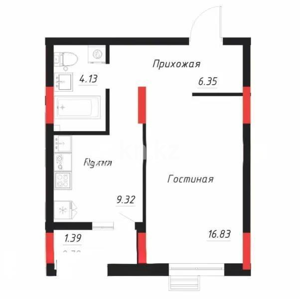 Продажа 1-комнатной квартиры, 39.3 м² в Астане