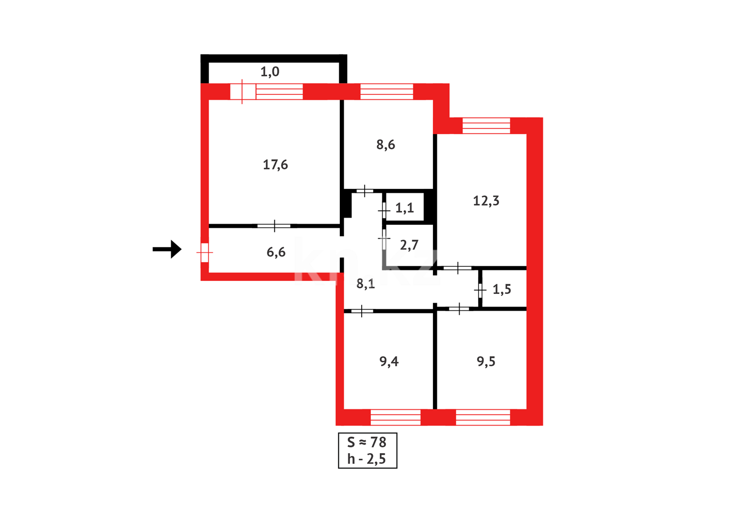 Продажа 4-комнатной квартиры, 80 м² в Караганде - фото 12