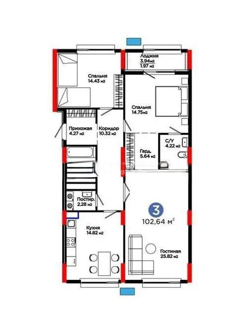 Продажа 3-комнатной квартиры, 103 м² в Астане