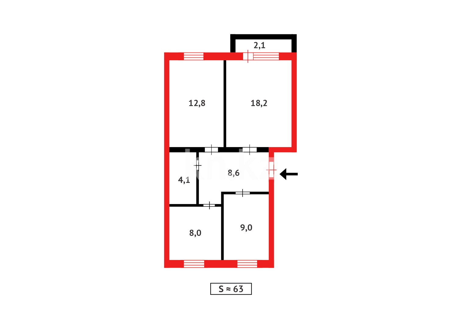 Продажа 3-комнатной квартиры, 63 м² в Темиртау - фото 12