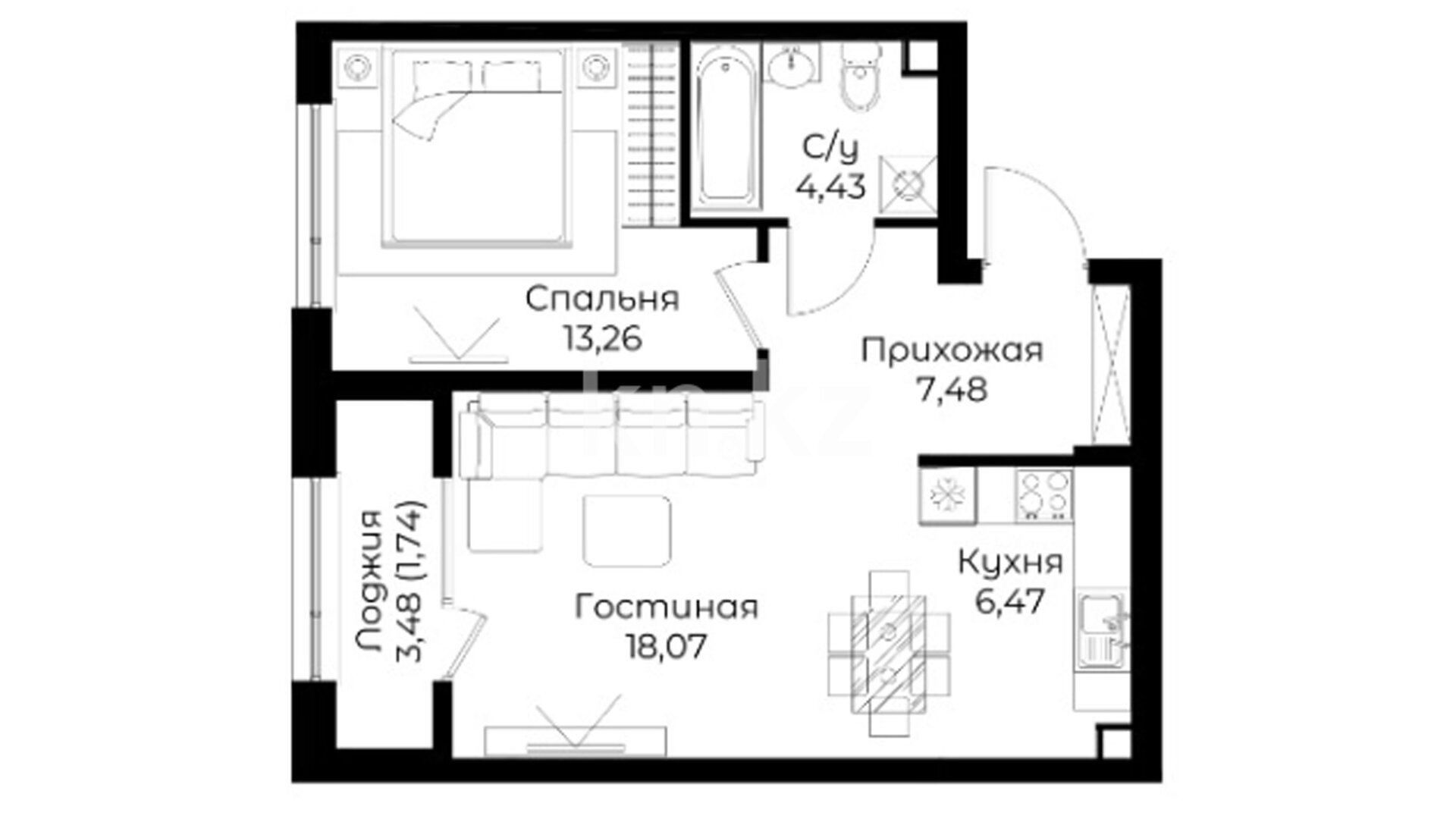 ЖК Mangilik, 2-комнатная, цена 50 470 000 ₸, 1 000 000 ₸&nbsp;/&nbsp;м²