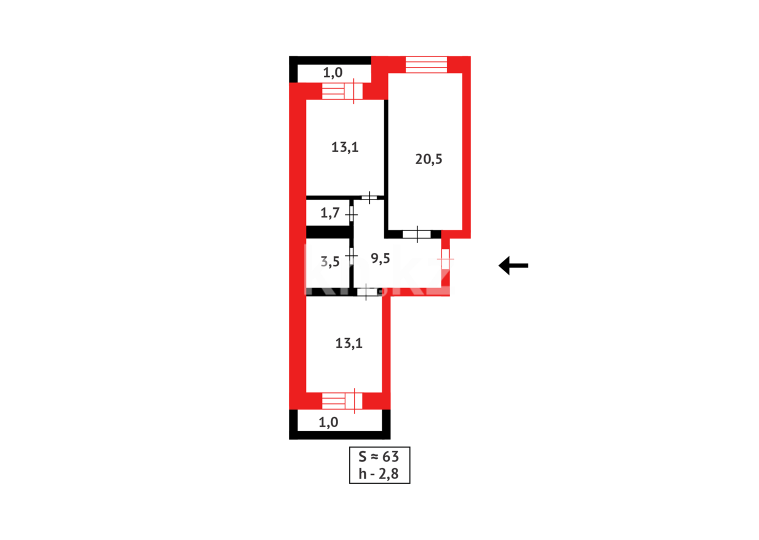 Продажа 2-комнатной квартиры, 63.4 м² в Астане - фото 14