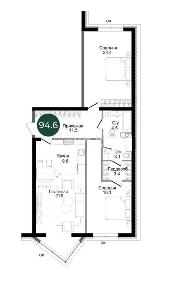 Продажа 3-комнатной квартиры, 95 м² в Алматы