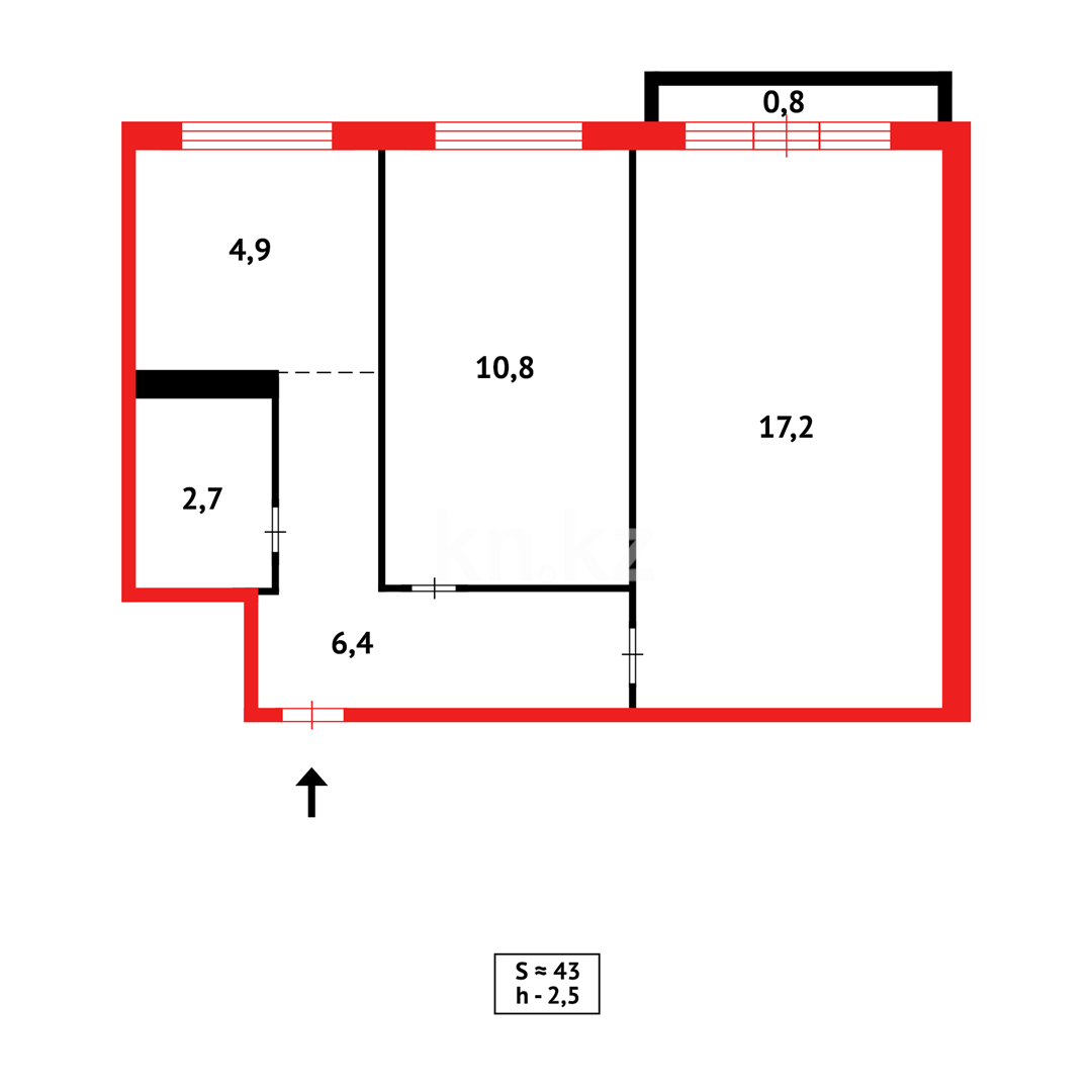 Продажа 2-комнатной квартиры, 43 м², 12-й мкр. в Караганде - фото 14