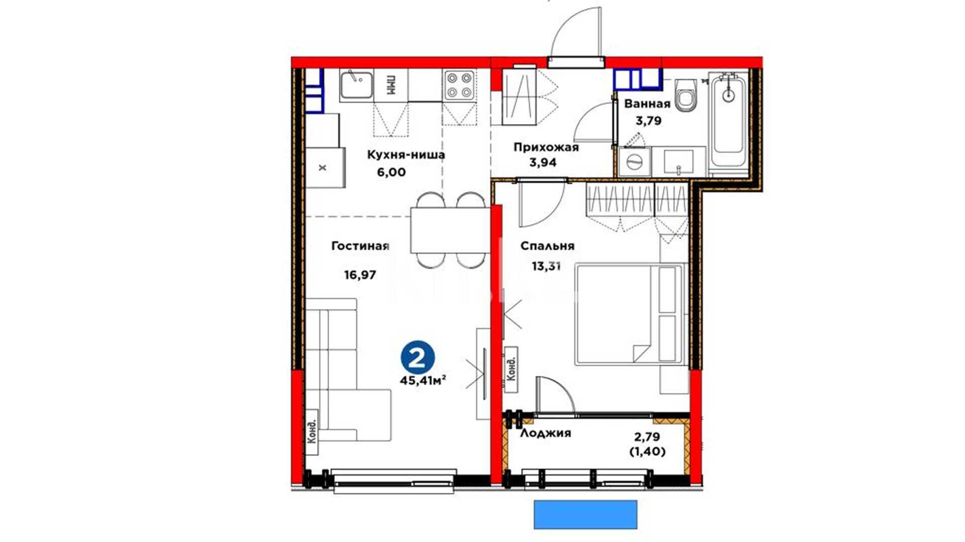 ЖК Dream City. Eco, 2-комнатная, цена 37 781 120 ₸, 832 001 ₸&nbsp;/&nbsp;м²