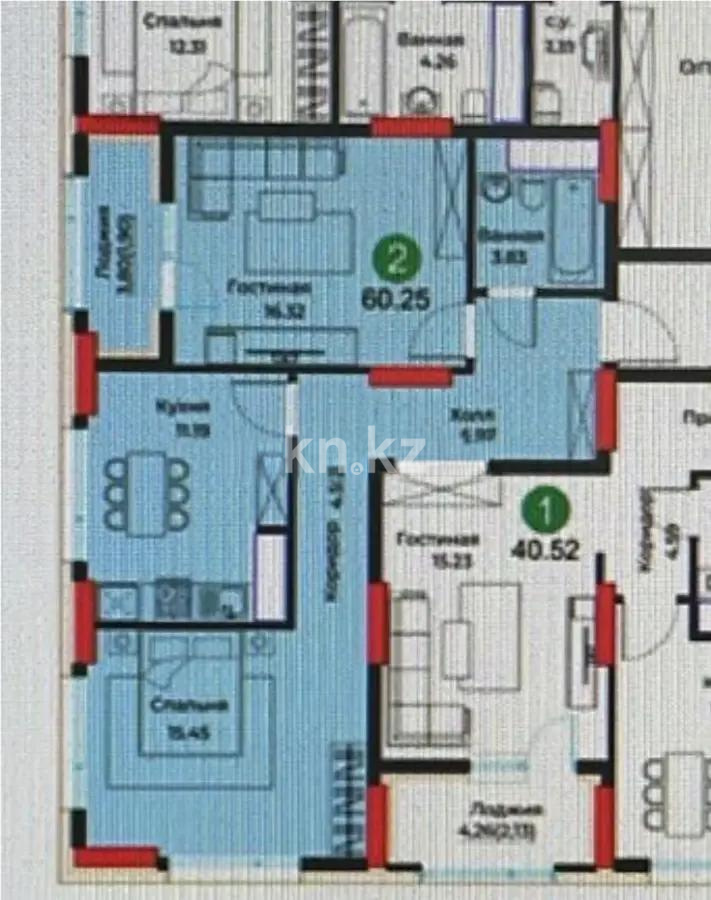 Продажа 3-комнатной квартиры, 60.25 м² в Астане
