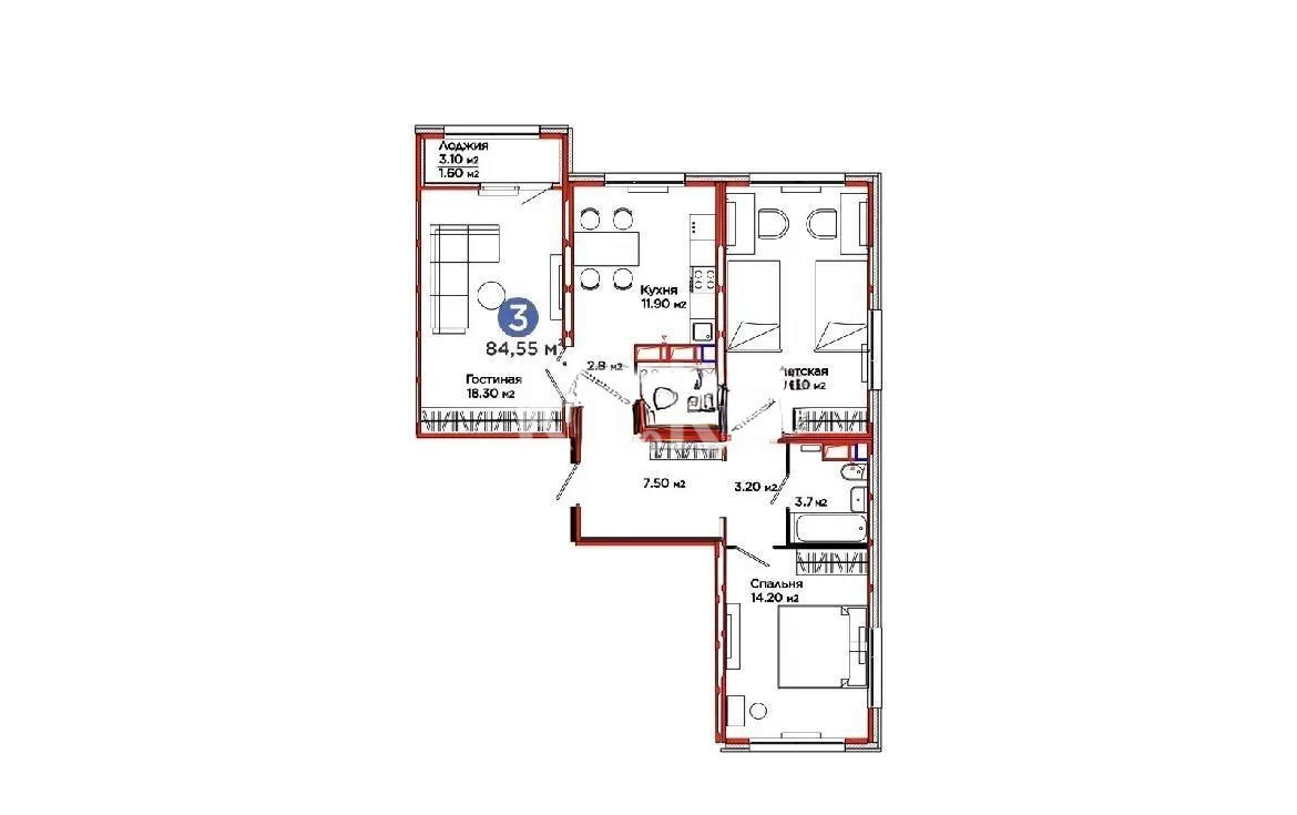 Продажа 3-комнатной квартиры, 85 м² в Астане