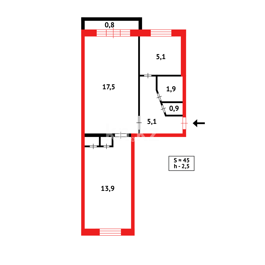 Продажа 2-комнатной квартиры, 47 м², пр. Металлургов в Темиртау - фото 9