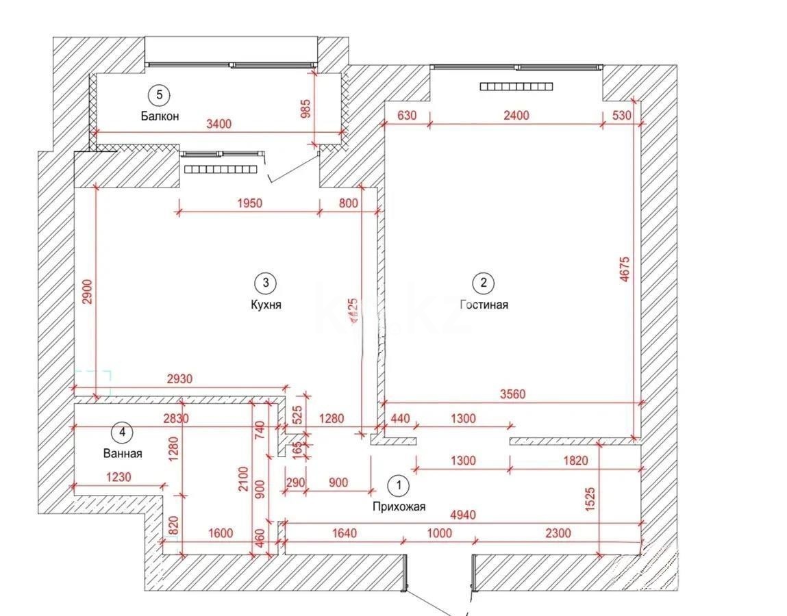 Продажа 1-комнатной квартиры, 43.3 м² в Астане