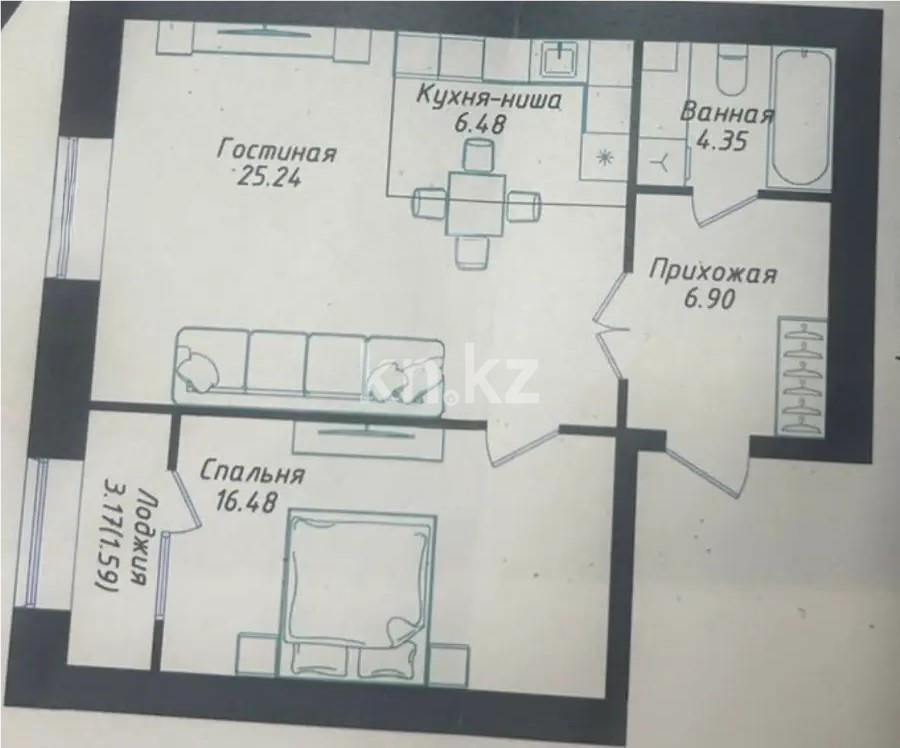Продажа 2-комнатной квартиры, 61 м² в Астане