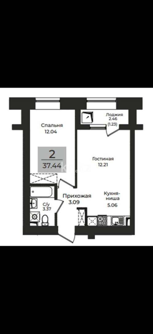 Продажа 2-комнатной квартиры, 37.44 м² в Астане - фото 4