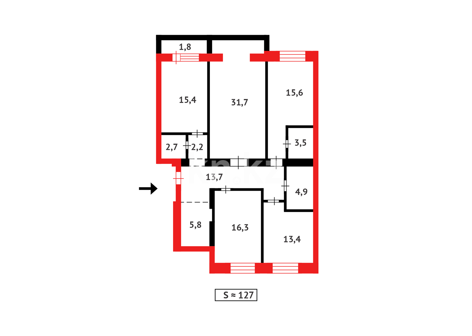 Продажа 4-комнатной квартиры, 127 м², ул. Мухамедханова в Астане - фото 10