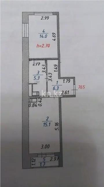 Продажа 2-комнатной квартиры, 42.4 м² в Астане - фото 4