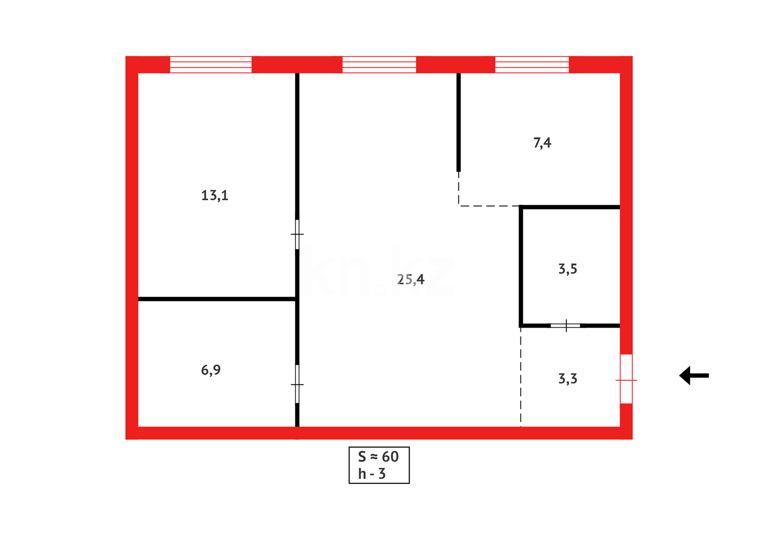 Продажа 2-комнатной квартиры, 59 м² в Караганде - фото 16