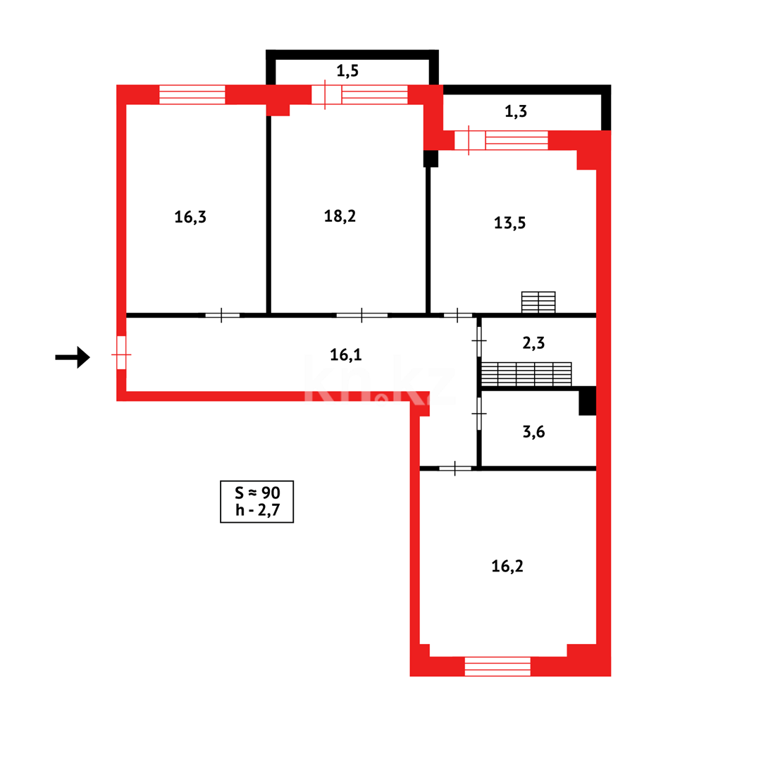 Продажа 3-комнатной квартиры, 87 м² в Караганде - фото 13