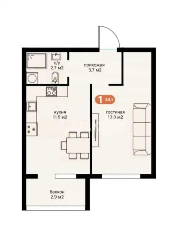 Продажа 1-комнатной квартиры, 35 м² в Алматы - фото 2