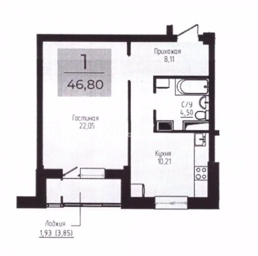 Продажа 1-комнатной квартиры, 46.8 м² в Астане