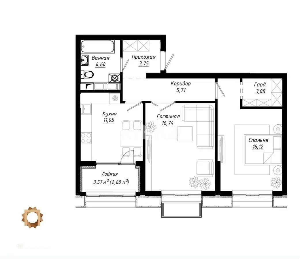 Продажа 2-комнатной квартиры, 62 м², пр. Кабанбай батыра, дом  38/1 в Астане - фото 6