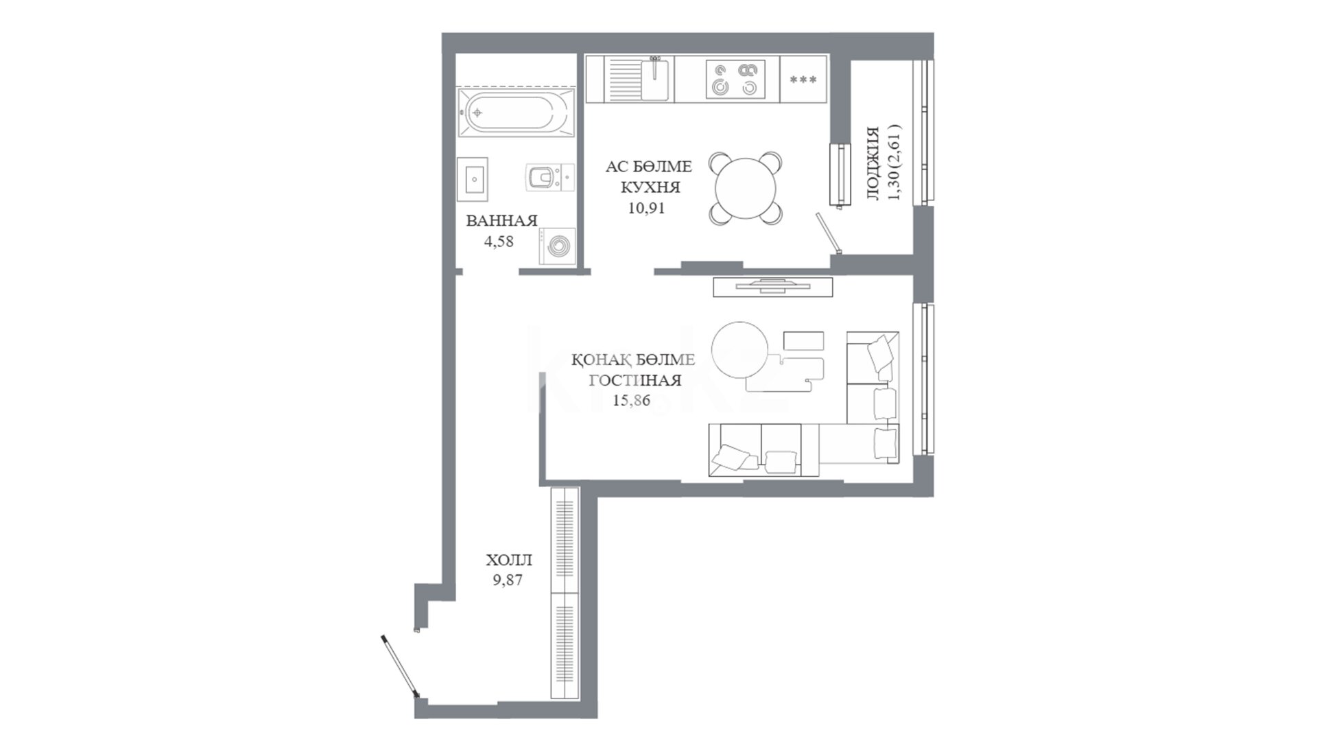 ЖК Cascade, 1-комнатная, цена 25 299 400 ₸, 595 000 ₸&nbsp;/&nbsp;м²