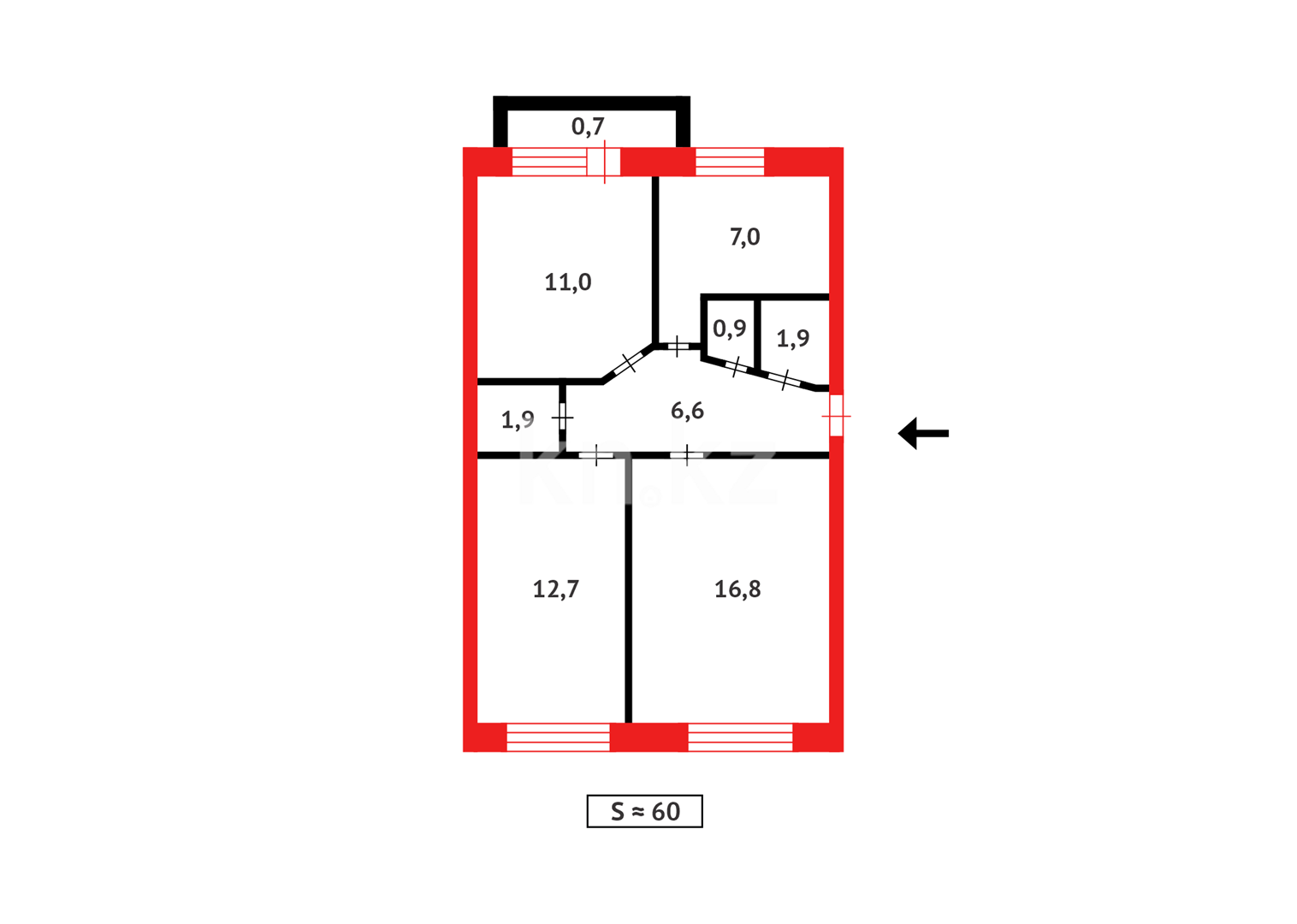 Продажа 3-комнатной квартиры, 59.5 м², ул. Есенберлина в Астане - фото 9