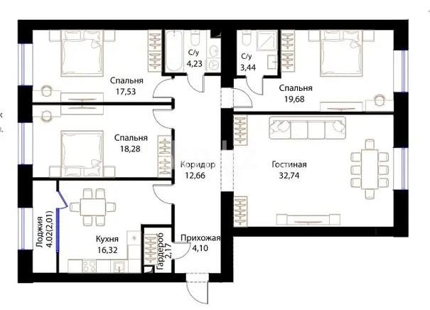 Продажа 4-комнатной квартиры, 133 м², ул. Жошы хана, дом  12/3 в Астане