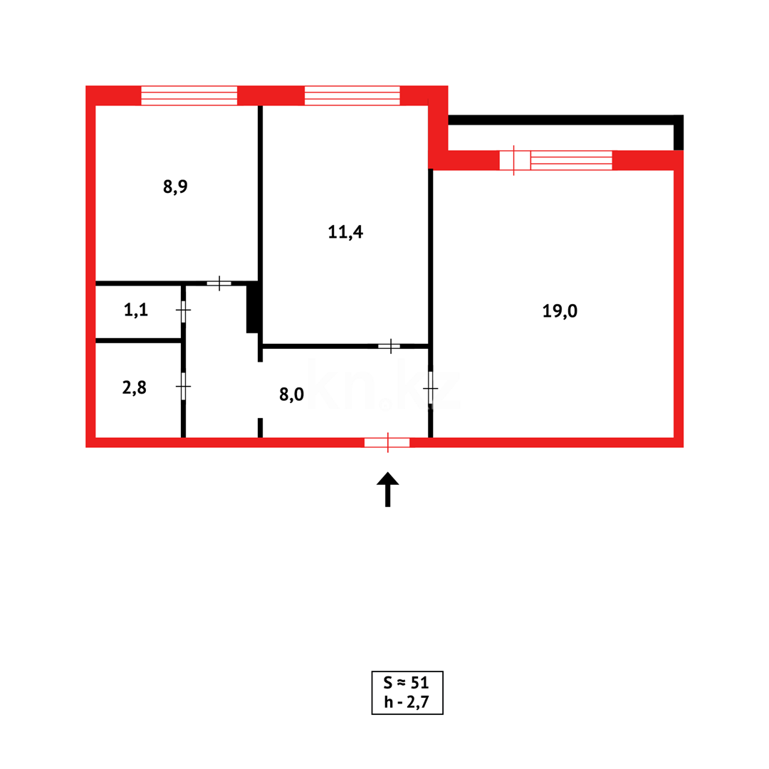 Продажа 2-комнатной квартиры, 52 м², мкр-н Степной-1, дом  6/41 в Караганде - фото 13