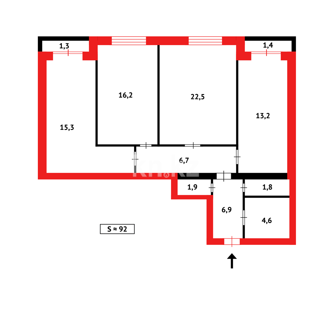 Продажа 3-комнатной квартиры, 92 м² в Караганде - фото 16
