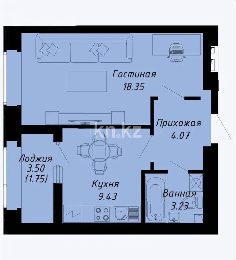Продажа 1-комнатной квартиры, 36.83 м² в Астане
