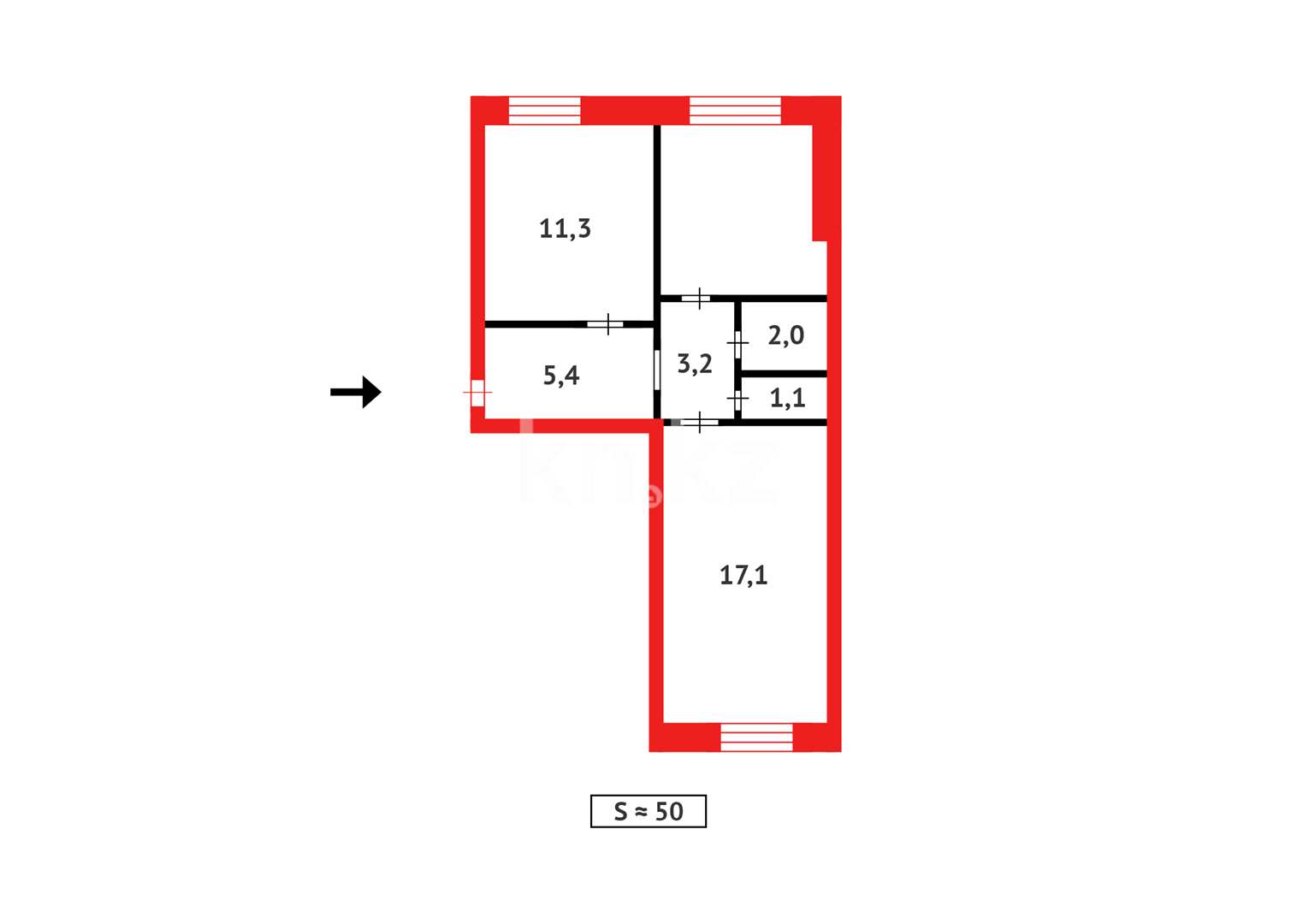 Продажа 2-комнатной квартиры, 49 м² в Караганде - фото 10