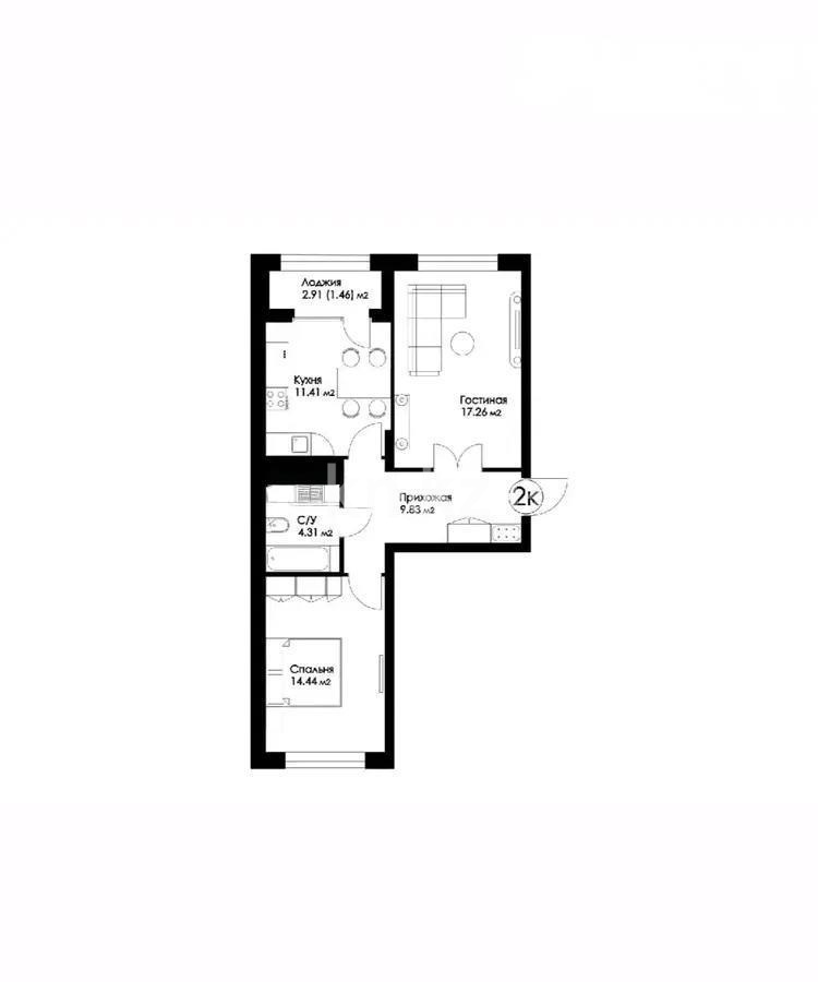 Продажа 2-комнатной квартиры, 60 м², пр. Аль-Фараби, дом  44/1 в Астане